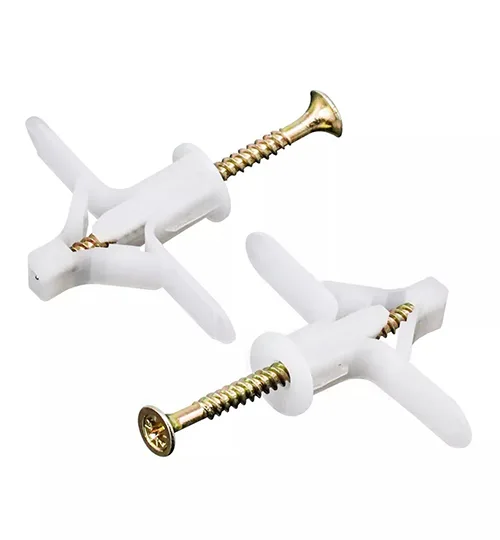 a couple of white plastic Butterfly Wall Plugs
