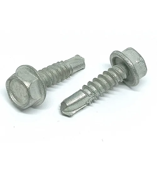 a close-up of a screw- Hexagonal Heads Self Tapping Screws