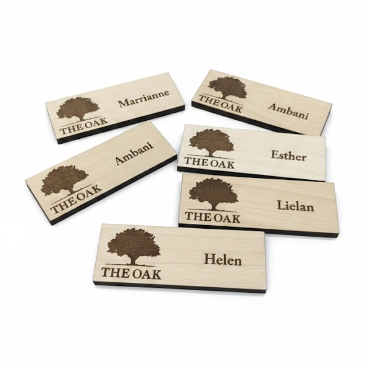 Wooden name tags