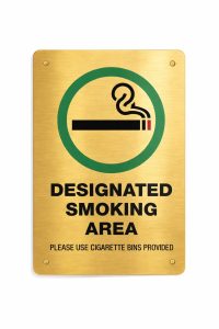 Gold color Designated Smoking Area Signage