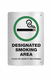 Silver color Designated Smoking Area Signage